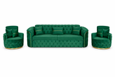 SET 3/1/1 CANAPEA EXTENSIBILA CU 2 FOTOLII PARIS, Catifea Verde smarald