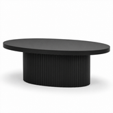 MASUTA CAFEA OVALA CU RIFLAJE NEGRU 120x60x40cm