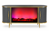 CONSOLA TV ANTRACIT & AURIU CU SEMINEU SI SPATII DEPOZITARE 140 x 40 x 80 cm