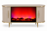 CONSOLA TV CAPUCINO & AURIU ANTIC CU SEMINEU SI SPATII DEPOZITARE 140 x 40 x80 cm
