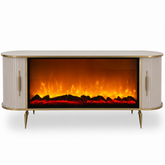 CONSOLA TV CAPUCINO & AURIU ANTIC CU SEMINEU SI SPATII DEPOZITARE 190x45x80cm