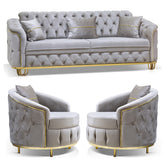 SET 3/1/1 CANAPEA CU 2 FOTOLII ALMIRA, Catifea CAPUCINO