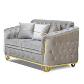 Canapea ALMIRA 2 locuri, tapitata Capucino cu Auriu