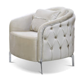 Fotoliu ALMIRA , tapitat Bej cu Argintiu