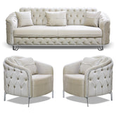 SET 3/1/1 CANAPEA CU 2 FOTOLII ALMIRA, Catifea BEJ