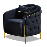 Fotoliu ALMIRA , tapitat Negru cu Auriu