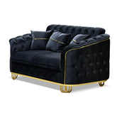 Canapea ALMIRA 2 locuri, tapitata Negru cu Auriu