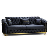 Canapea ALMIRA 3 locuri, tapitata Negru cu Auriu