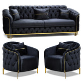 SET 3/1/1 CANAPEA CU 2 FOTOLII ALMIRA, Catifea NEAGRA