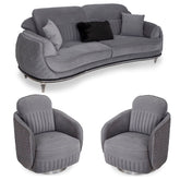 SET 3/1/1 CANAPEA LUXURY ATLANTA CU 2 FOTOLII - ARGINTIU / GRI