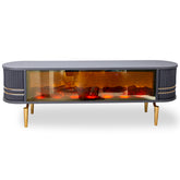 COMODA TV ANTRACIT & AURIU CU RIFLAJE SI SEMINEU 150x35x50cm