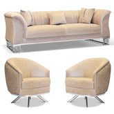 SET 3/1/1 CANAPEA CU 2 FOTOLII LISABONA, Catifea CAPUCINO