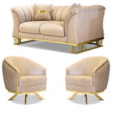 SET 2/1/1 CANAPEA CU 2 FOTOLII LISABONA, Catifea BEJ