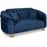 Canapea ALMIRA II de 2 locuri, tapitata Albastru cu Auriu