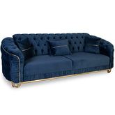 Canapea ALMIRA II de 3 locuri, tapitata Albastru cu Auriu