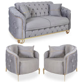 SET 2/1/1 CANAPEA CU 2 FOTOLII ALMIRA, Catifea GRI