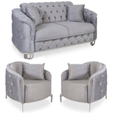 SET 2/1/1 CANAPEA CU 2 FOTOLII ALMIRA, Catifea GRI