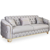 Canapea ALMIRA 3 locuri, tapitata Gri cu Auriu