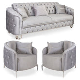 SET 3/1/1 CANAPEA CU 2 FOTOLII ALMIRA, Catifea GRI