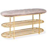 Bancheta cu Pantofar , catifea capucino / gold auriu