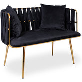 Bancheta metalica Gold LARA, catifea neagra 135x60x88cm