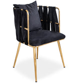 Scaun dining LARA - metal auriu , catifea neagra