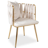 Scaun dining LARA - metal auriu , catifea bej