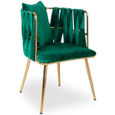 Scaun dining LARA - metal auriu , catifea verde