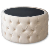 Masuta rotunda de cafea CHESTER tapitata , BEJ