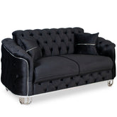 Canapea ALMIRA 2 locuri, tapitata Negru cu Argintiu