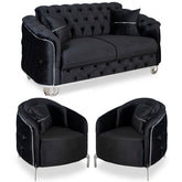 SET 2/1/1 CANAPEA CU 2 FOTOLII ALMIRA, Catifea NEAGRA