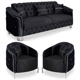 SET 3/1/1 CANAPEA CU 2 FOTOLII ALMIRA, Catifea NEAGRA