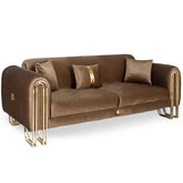 Canapea extensibila BELLA cu 3 locuri, tapiterie catifea maro
