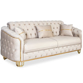 Canapea ALMIRA 3 locuri, tapitata Bej cu Auriu