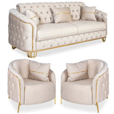 SET 3/1/1 CANAPEA CU 2 FOTOLII ALMIRA, Catifea BEJ