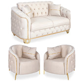 SET 2/1/1 CANAPEA CU 2 FOTOLII ALMIRA, Catifea BEJ