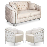 SET 2/1/1 CANAPEA CU 2 FOTOLII ALMIRA, Catifea BEJ