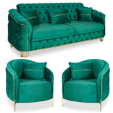 SET 3/1/1 CANAPEA CU 2 FOTOLII ALMIRA, Catifea VERDE SMARALD