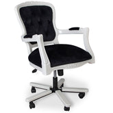 Scaun rotativ LOUIS XV lemn alb, catifea neagra