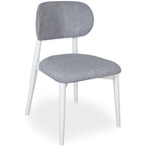 Scaun POLO lemn alb, tapiterie boukle GRI