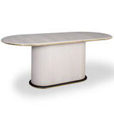 Masa dining cu riflaje si spatiu de depozitare, capucino cu auriu 210 x 90 x 80 cm