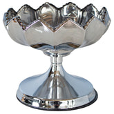 BOL SERVIRE ARGINTIU DIN STICLA CU PICIOR METALIC CU DIAMETRUL DE 15CM