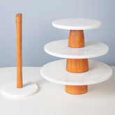 Set 3 platouri rotunde din marmura si suport rola de hartie