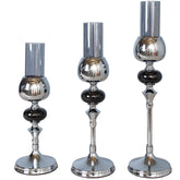 Set 3 sfesnice ARGINTII din metal si sticla