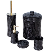 Set de accesorii pentru baie, din portelan, 5 piese, NEGRU