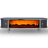 Comoda TV cu riflaje si semineu Antracit cu Argintiu 170x40x50cm