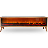 Comoda TV cu semineu lemn cu alb 200x40x65cm