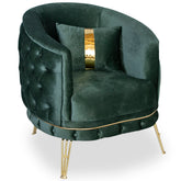 Fotoliu BELLA Gold , tapiterie catifea verde