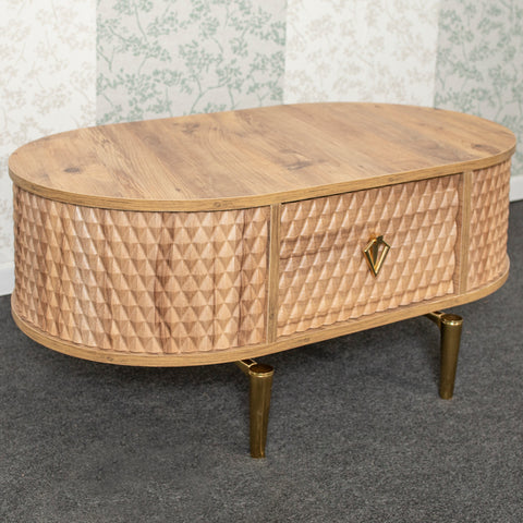 MASUTA CAFEA DIAMOND CU 2 SERTARE, LEMN & AURIU - 105X60x47CM MASUTA CAFEA DIAMOND CU 2 SERTARE, LEMN & AURIU - 105X60x47CM