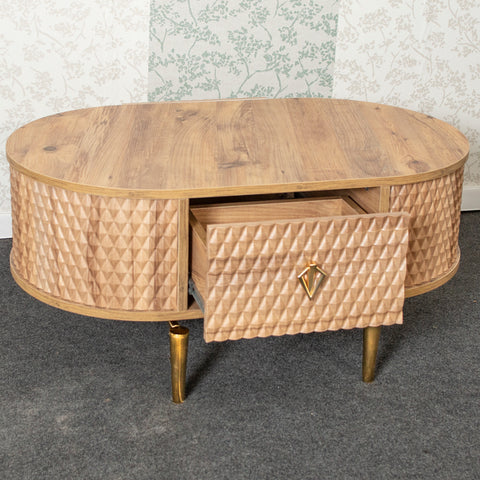 MASUTA CAFEA DIAMOND CU 2 SERTARE, LEMN & AURIU - 105X60x47CM MASUTA CAFEA DIAMOND CU 2 SERTARE, LEMN & AURIU - 105X60x47CM
